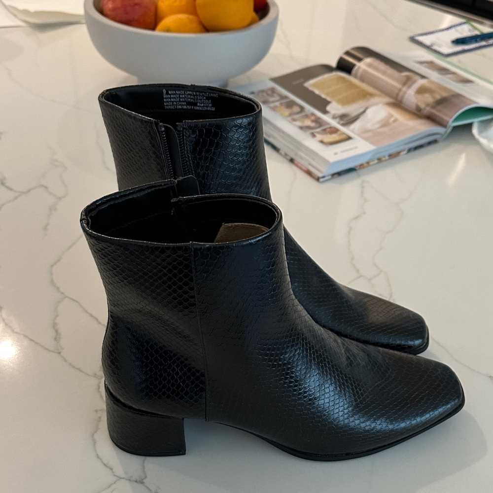Target Black Textured Ankle Booties